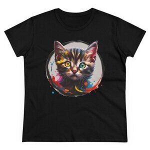 Rainbow Kitten Cute Indie Music Fan Graphic Unisex T-Shirt